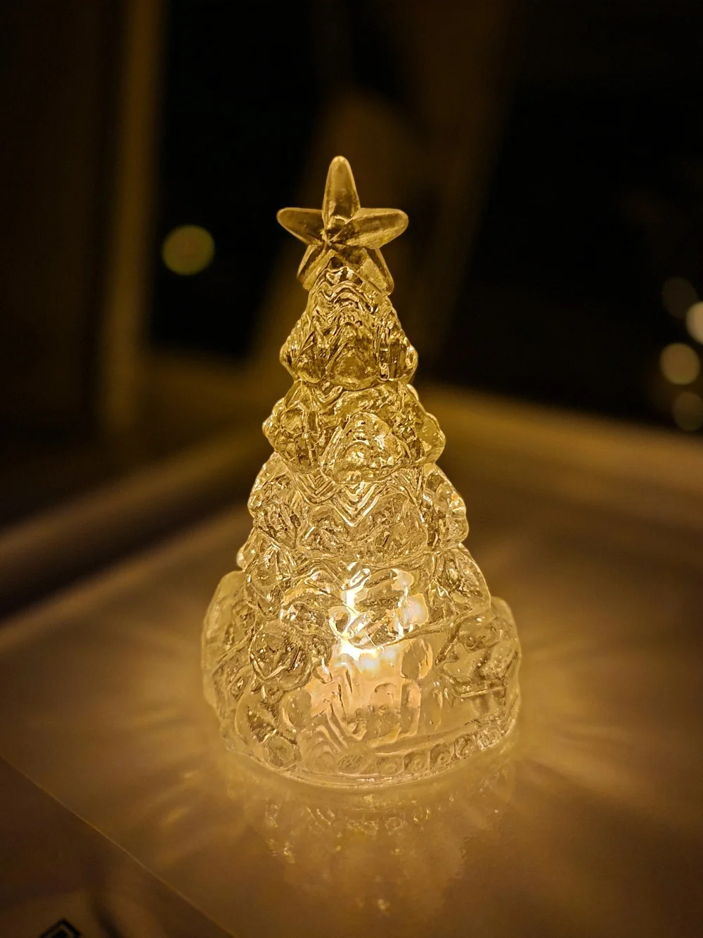 Vintage Iridescent Glass Light-Up Christmas Tree with Bear